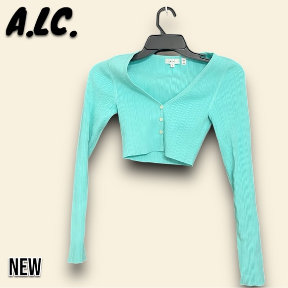 New A.L.C. Hallie II Rib Crop Cardigan - Picture 4 of 5